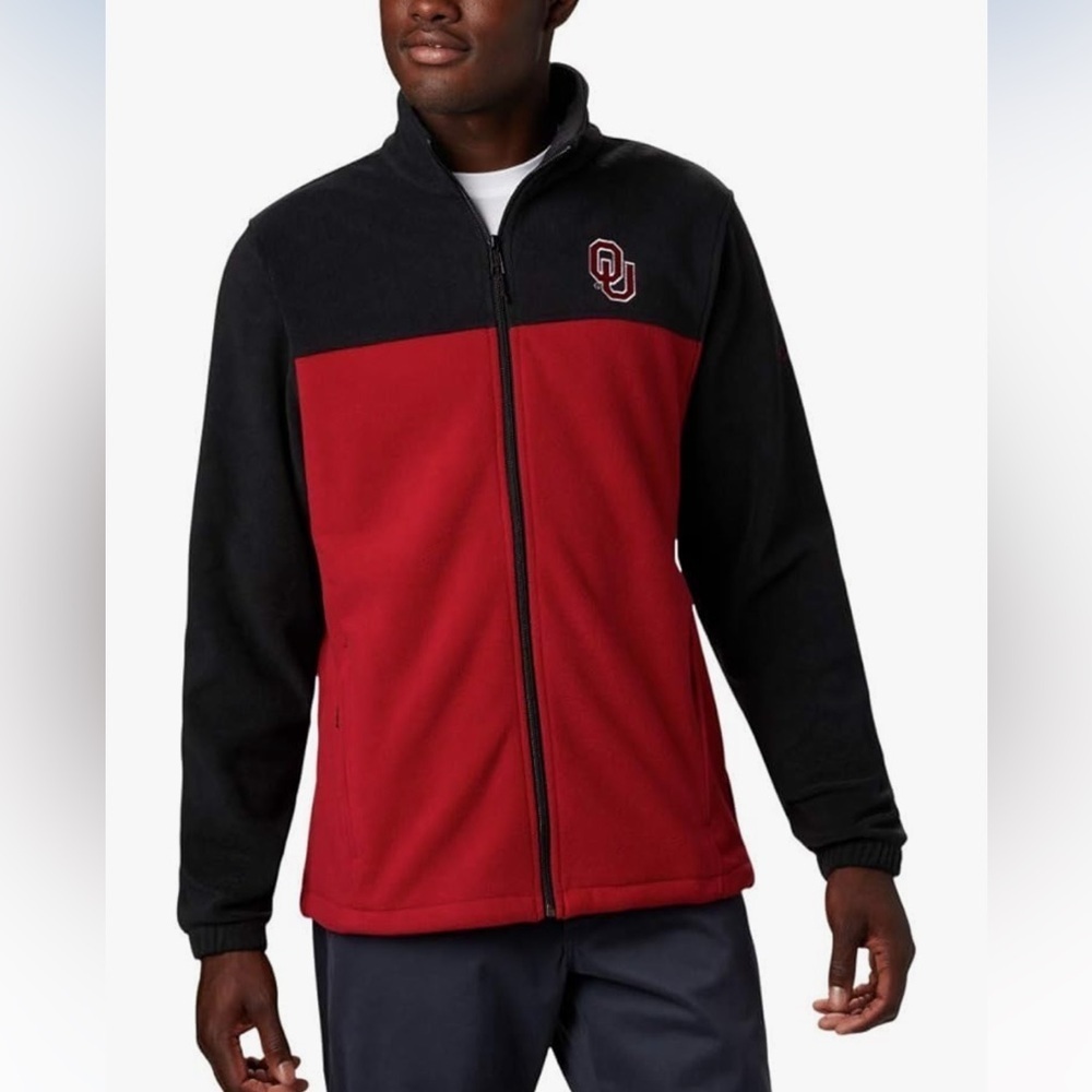 NWT Men’s Columbia NCAA Oklahoma Sooners Flanker III Fleece Jacket Small